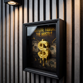 Fortune Favors the Hustle 3D Shadowbox – Money Art Wandbild – Goldener Dollar Hustle Grind Deko – DEQORA